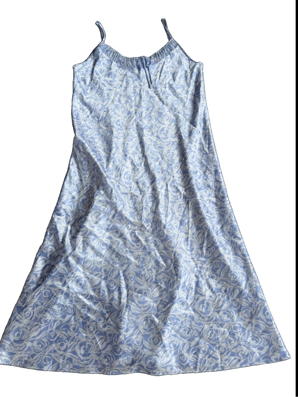 Vintage OSCAR De La RENTA Long Satin Gown Shiny Lingerie 90s Floral Slip Dress S